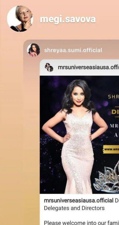 Shreyaa Sumi Mrs Universe Asia USA 2023 achieved an impact on the Global platform at Mrs. Universe 2023